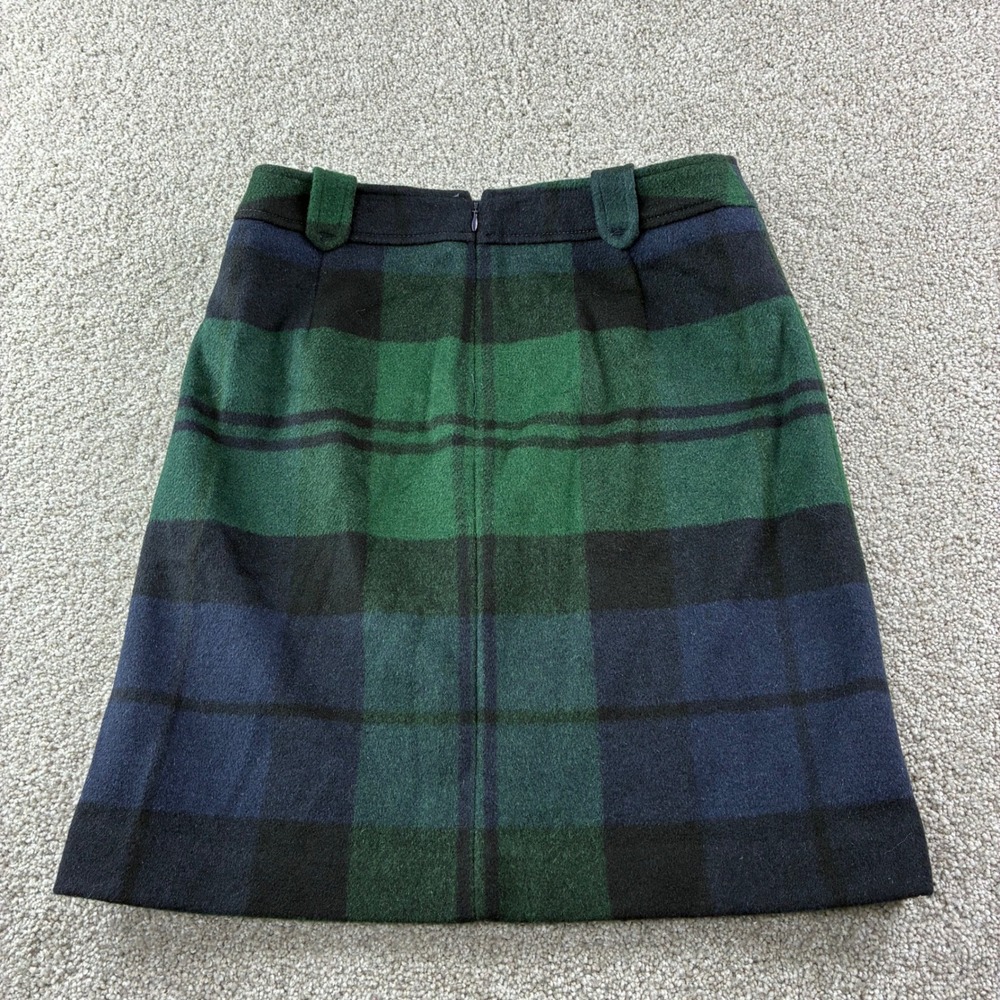 Talbots Tartan Plaid Wool Blend Womens 6 A-Line Green Blue Preppy Academia - Picture 7 of 7